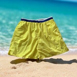 Rainforest swim trunks bright yellow blue draw string waist size Large m…